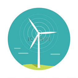 旋转风图片_风力涡轮机矢量平面设计替代能源