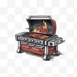 炉具使用场景图片_卡通餐饮烧烤炉具