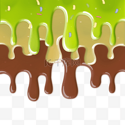 绿色滴落图片_抹茶味甜甜圈液体融化滴落