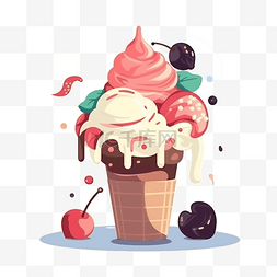 夏季扁平卡通风冰饮冰淇淋