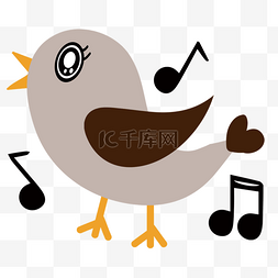 可爱简单小鸟素材图片_矢量小鸟在唱歌