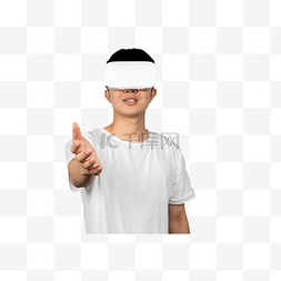 青年男子戴VR眼镜体验