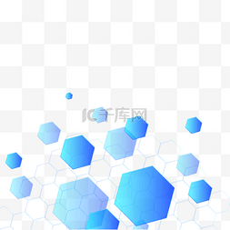 蓝色六边形几何图片_抽象边框渐变六边形