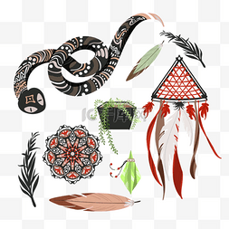 手绘植物笔刷图片_波西米亚花蛇装饰