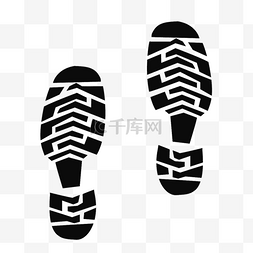 皮鞋步行运动轨迹黑白鞋印