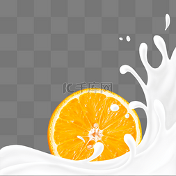 橙子新鲜图片_创意新鲜水果牛奶合成