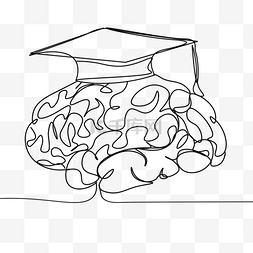大脑智慧学术博士帽线条画抽象