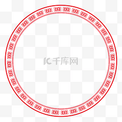 圆弧形花纹图片_中国风极简红色回纹圆框