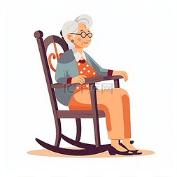 坐在摇椅上的老奶奶