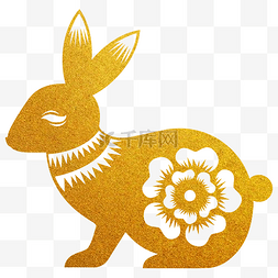 玉兔迎春图片_兔年新春烫金剪纸兔子元素