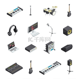 音乐工作室元素集。