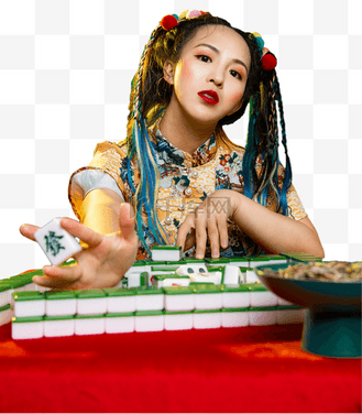 麻将企业vip免费下载免抠元素旗袍38妇女节女神节国潮美女个人vip和