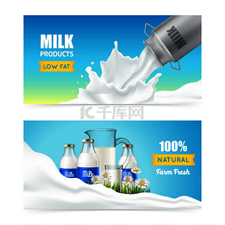 油罐玻璃图片_牛奶产品水平横幅镶有钢制奶油罐