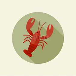 龙虾背景图片_龙虾图标平面样式的小龙虾矢量图