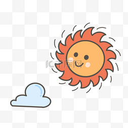 可爱的太阳素材图片_飞速旋转的可爱卡通太阳和云朵