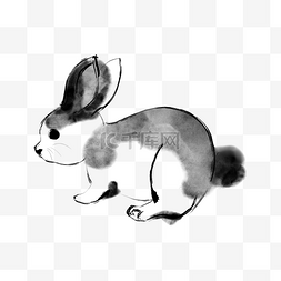 元旦兔子素材图片_中国风兔年水墨兔子