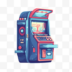 卡通可爱蓝色游戏机提款机机器