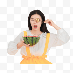 美女夏季吃西瓜