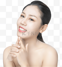 洁牙美甲美容图片_医美美容美女微笑抬头