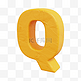 3D立体粘土风黄色字母Q