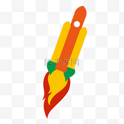 火箭线稿图片_黄色橙色卡通火箭剪贴画