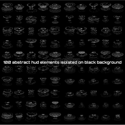 信息可视化技术图片_在黑色背景上隔离的抽象 hud 元素
