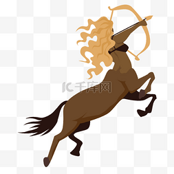 奔跑的马剪影图片_半人马希腊神话扁平风格女性