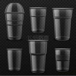 各种各样的杯子图片_透明塑料一次性杯子。