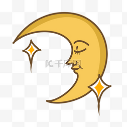 月亮睡觉图标图片_可爱天气图标睡觉的月亮