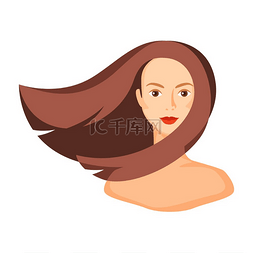 棕色头发的女孩的插图。