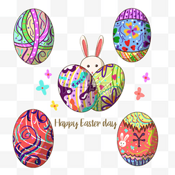 卡通复活节可爱兔子和彩蛋