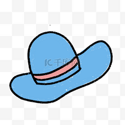 宽边帽子图片_卡通夏季蓝色宽边帽子