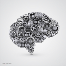 认知的人图片_在人类的大脑形状的齿轮