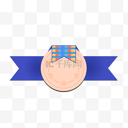 韩国传统花纹蓝色绶带奖牌