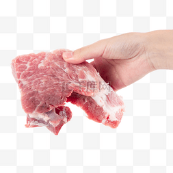 手拿猪肉鲜肉生肉
