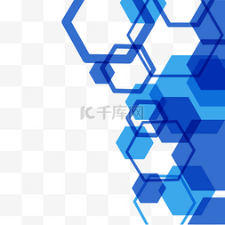 半透明六边形图片_边框多边形几何重叠半透明蓝色