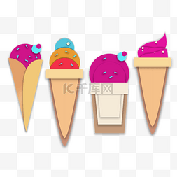 剪子风格冰淇淋主图彩色