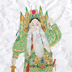戏曲手绘卡通图片_彩色复古中国戏曲人物-矢量画