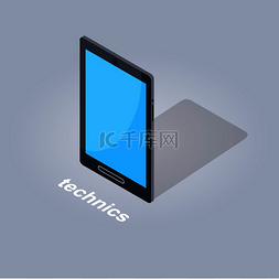 科技电子商务背景图片_技术概念黑色平板电脑图标平面设