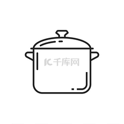 烹饪用具图片_矢量细线图标厨房炊具炖锅符号线