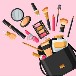 镜子和化妆品图片_用于护肤和化妆的化妆品。