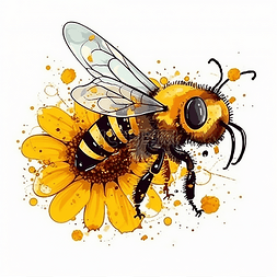 采蜜卡通图片_正在花朵上采蜂蜜的蜜蜂
