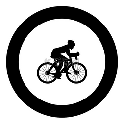 骑自行车的人在圆圈矢量图中的自