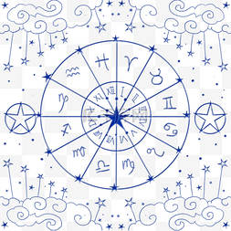 蓝色纹理底纹图片_潮流克莱因蓝蓝色圆形星座占卜星