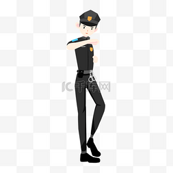 卡通英俊年轻的警察