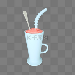夏日饮料主图图片_3D立体C4D饮品冰淇淋饮料