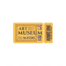 票券书签图片_带有日期和价格的艺术博物馆抽奖