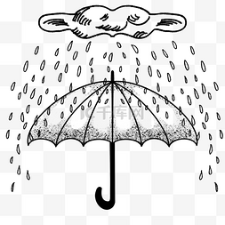 雨伞创意线条雕刻风格天气