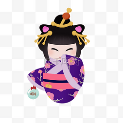 日本的和服图片_木芥子娃娃紫色卡通