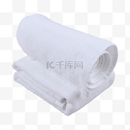 白色毛巾卷静物纯棉清洁